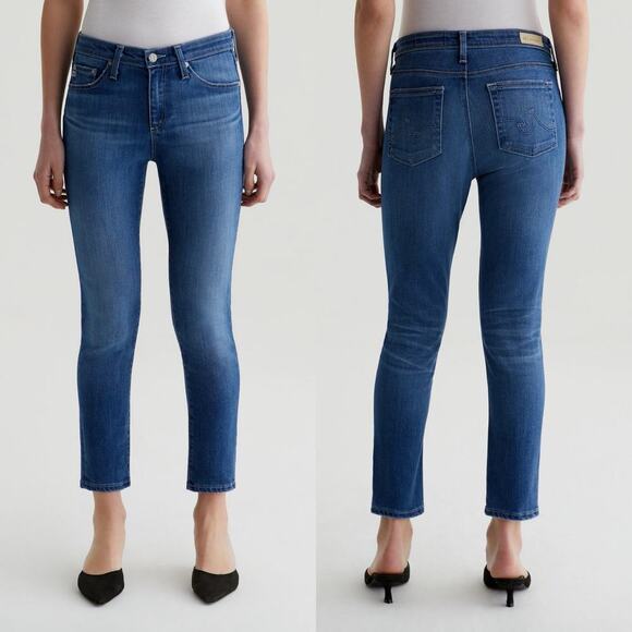 AG Adriano Goldschmied Prima Cigarette Crop Jeans Dark Blue Wash Size 32 - Picture 1 of 8